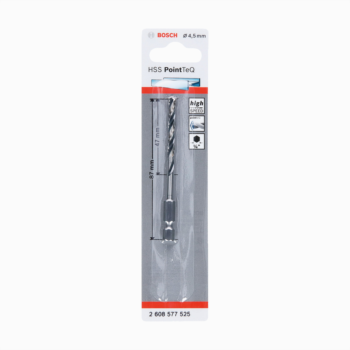 Broca Acero Hss Point Teq Hex O4.5 Mm Bosch 2608577525 - Imagen 2