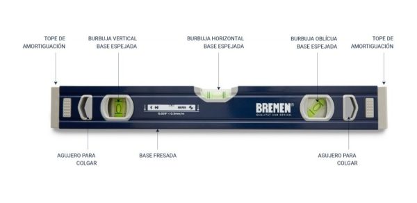 Nivel Optico De Burbuja Bremen 120 Cm Aluminio 7709 - Imagen 2