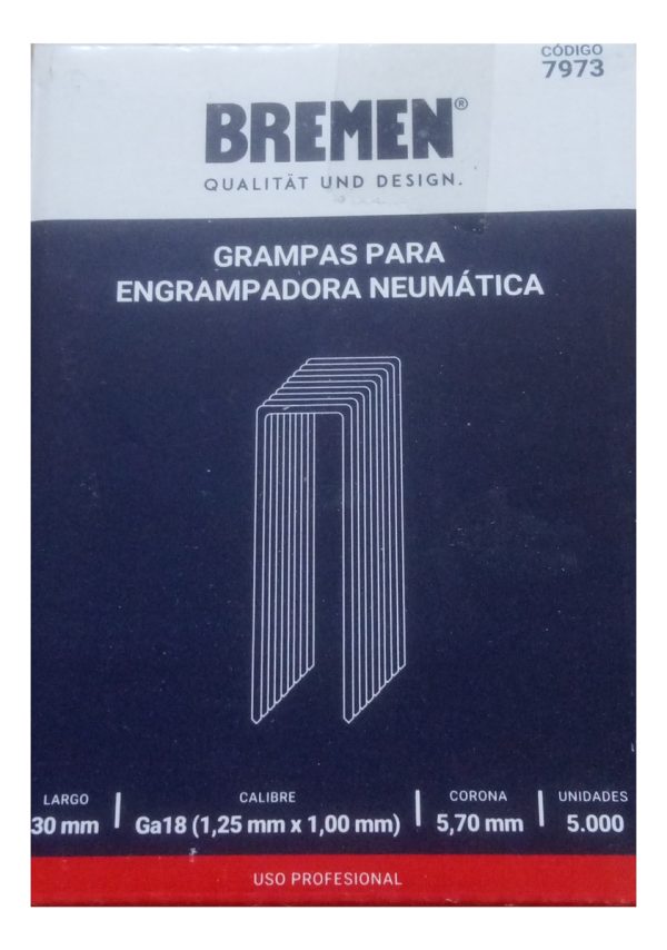 Grampas Para Engrampadora Neumatica 30mm 5000u Bremen 7973 - Imagen 5