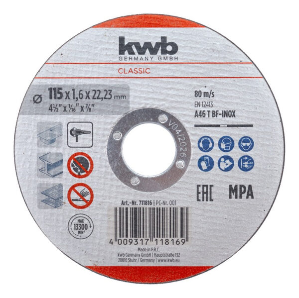 Disco De Corte Acero 115mm Kwb 1.6mm Amoladora Por Unidad