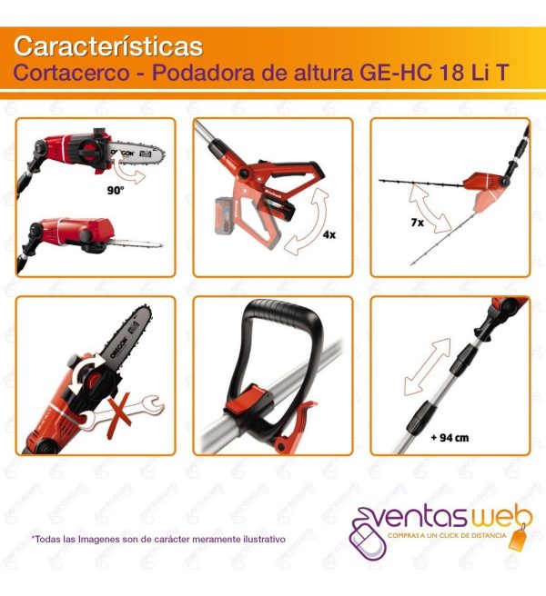 Einhell Cortacerco Podadora De Altura Inalambrico Extensible - Imagen 3