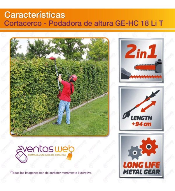 Einhell Cortacerco Podadora De Altura Inalambrico Extensible - Imagen 2