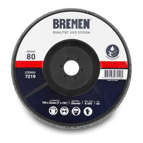 Disco Flap 7 Para Acero Grano 80 Bremen 1 Unidad Zirconio