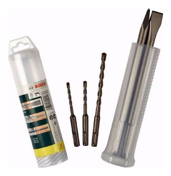 Set Bosch Sds Plus 5 Piezas 2 Cinceles Y 3 Brocas Kit - Imagen 2