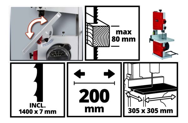 Sierra Sin Fin Banco Einhell Madera 250w 1400 Rpm Tc-sb 200 Frecuencia 220v - Imagen 4