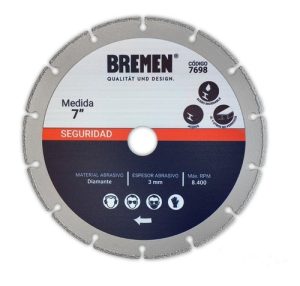 Disco Corte Amoladora Diamantado P/ Metal 178mm Bremen 7698