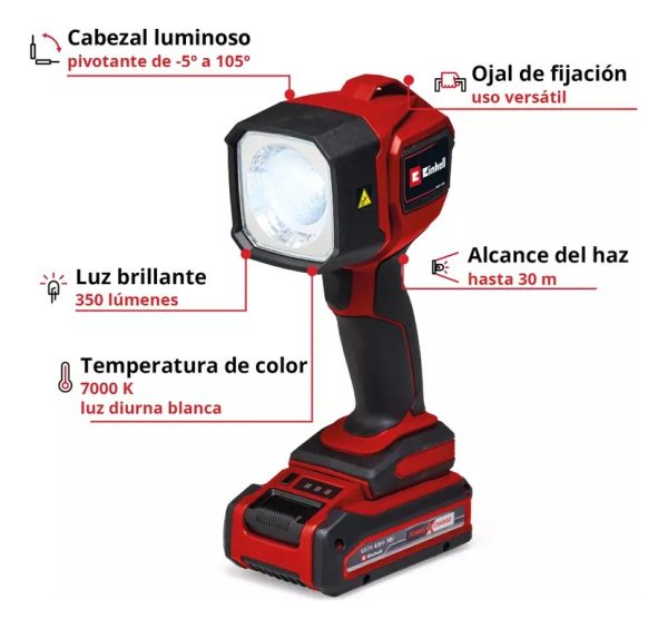 Linterna Inalambrica Einhell Tc-cl 18/350 Li Sin Bateria - Imagen 2