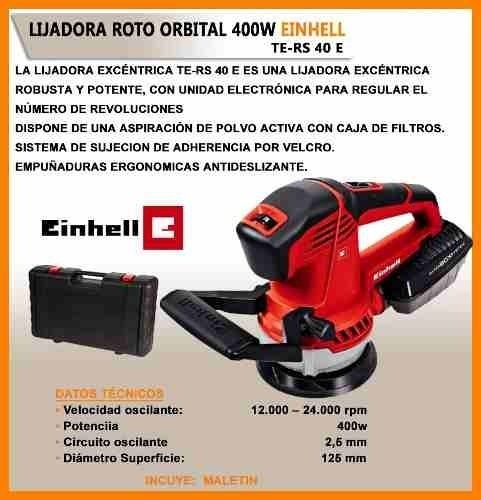 Lijadora Roto Orbital Einhell Expert Te-rs 40 E Con Sistema Velcro Roja Y Negra 50hz 400w 220v - Imagen 11