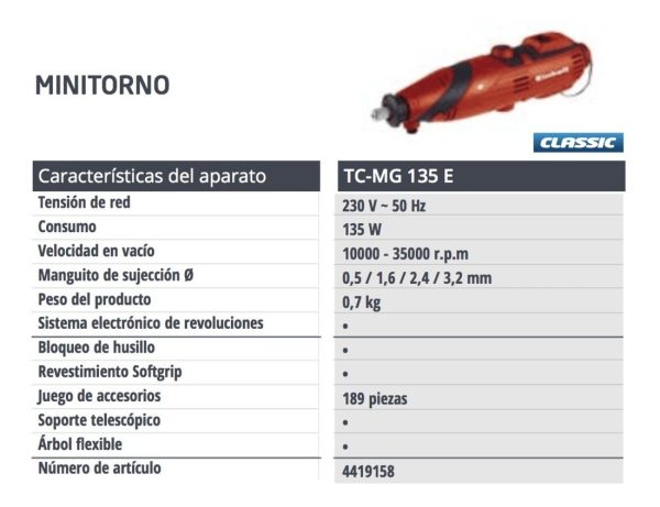 Minitorno Con 189 Piezas 135w Th-mg 135 E Einhell - Imagen 2