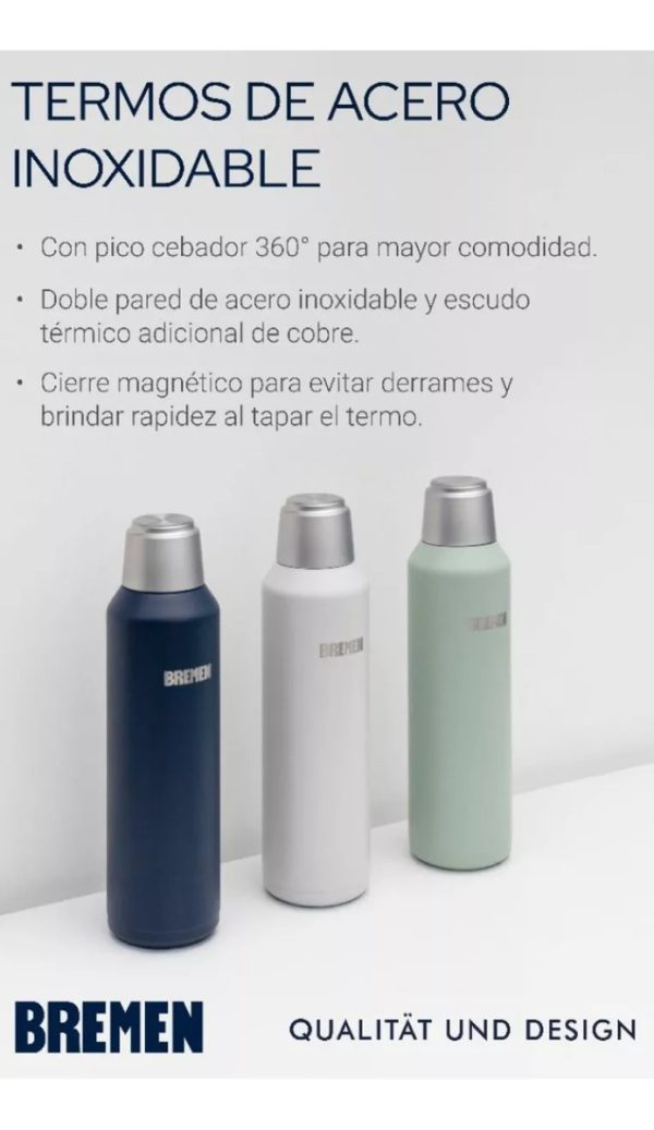 Termo Bremen 1 Litro Acero Inox Tapa Magnetica Doble Pared - Imagen 9