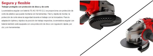 Amoladora Angular Einhell Inalámbrica Te-ag 18/115 Q Li Solo Color Rojo - Imagen 2