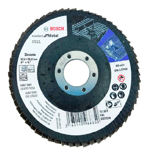 Disco Flap Por Unidad Metal Bosch Zirconio Grano 60 De 115mm