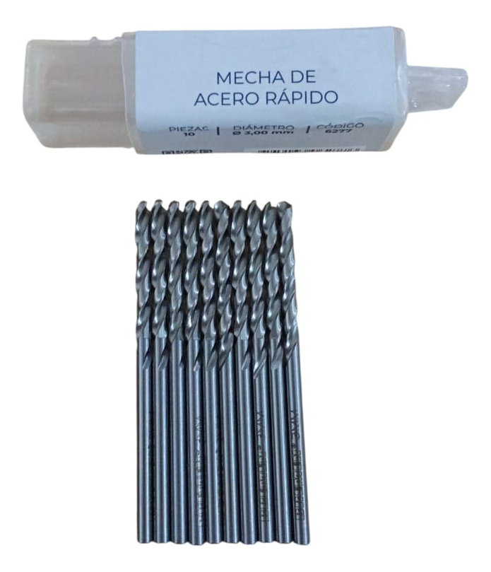 Mechas Acero Rapido Hss Bremen 3.00mm Blister 10 Unidades Tr