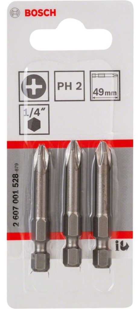 3 Puntas Para Atornillar Extra Hard Bosch Ph2 49mm