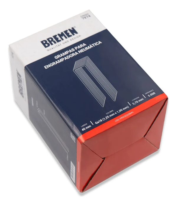 Grampas Para Engrampadora Neumatica 40mm 5000u Bremen 7974