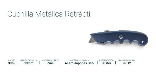 Cutter Cuchilla Retractil Metalica Bremen 3969 Durloc Trader - Imagen 2