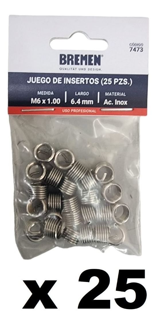 Set Insertos Para Roscas Bremen 6x1.00 Inoxidable X 25u 7473 - Imagen 3