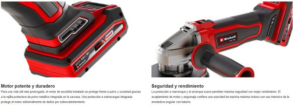 Amoladora Angular Einhell Inalámbrica Te-ag 18/115 Q Li Solo Color Rojo - Imagen 3