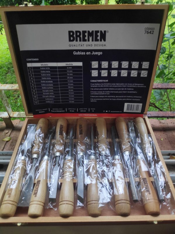 Set Gubias Para Madera 12 Pz Acero Profesional Bremen 7642 - Imagen 3