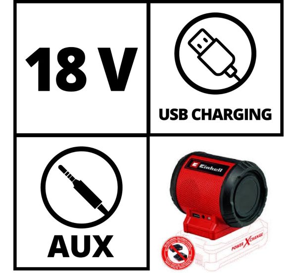 Parlante Y Cargador Usb Inalambrico Einhell Bluethooth 5.0 Color Rojo - Imagen 7
