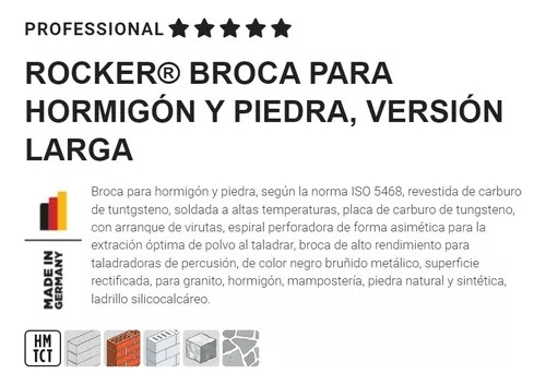 Mecha Broca Cilindrica Larga 14x200 Widia Pared Alemana Kwb - Imagen 2