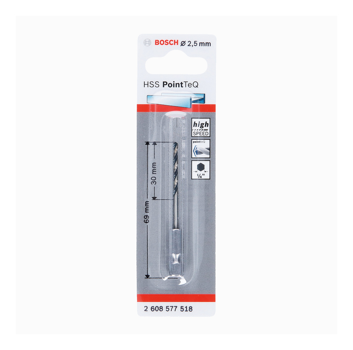 Broca Acero Hss Point Teq Hex O2.5 Mm Bosch 2608577518 - Imagen 2