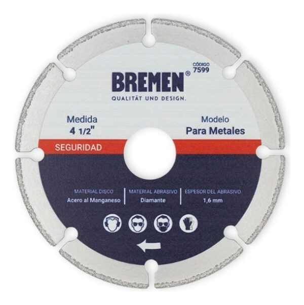 Disco Corte Amoladora Diamantado P/ Metal 115mm Bremen 7599