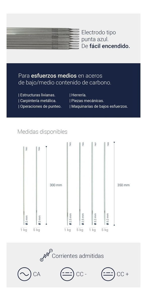 Electrodos Punta Azul Bremen 6013 2,5 Mm X 1 Kg - Imagen 2