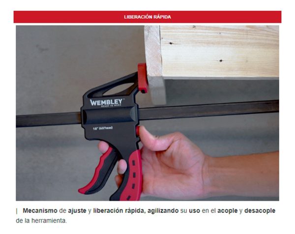Prensa Sargento Carpintero Wembley 914 Mm Lib Rapid 7737 Tr - Imagen 2