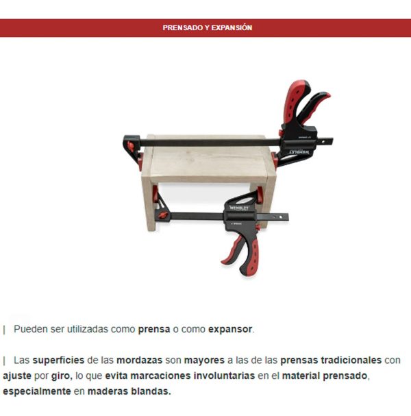 Prensa Sargento Carpintero Wembley 914 Mm Lib Rapid 7737 Tr - Imagen 6