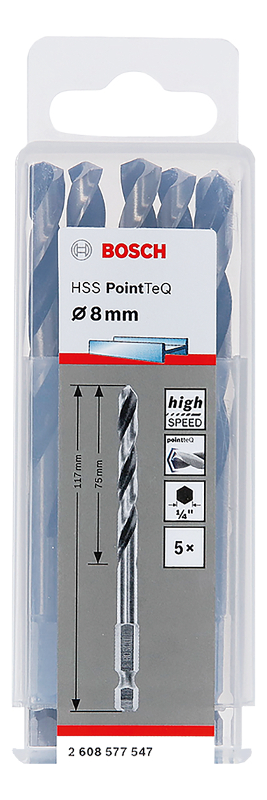 Brocas Mechas Hss Pointteq O 8 Mm Bosch Hexagonal X 5 Uds - Imagen 4