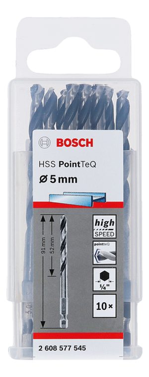 Brocas Mechas Hss Pointteq O 5 Mm Bosch Hexagonal X 10 Uds