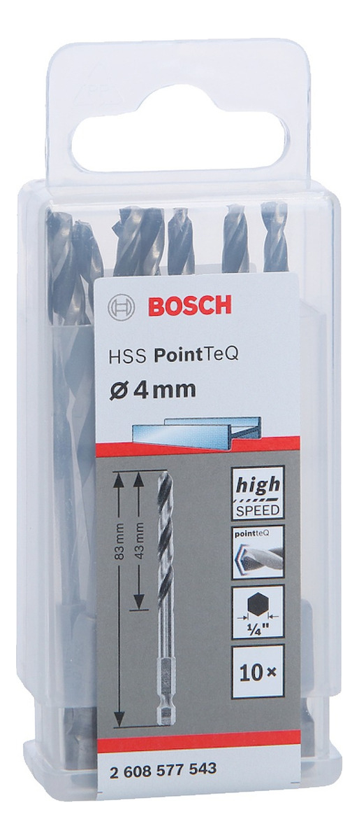 Juego De Mechas Bosch Metal 4mm Hss Point Teq X 10 Unidades
