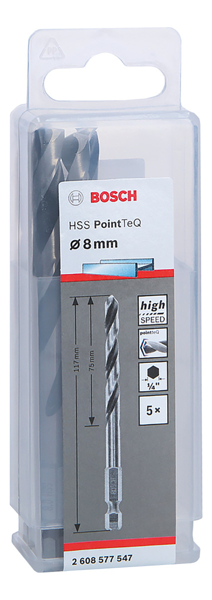 Brocas Mechas Hss Pointteq O 8 Mm Bosch Hexagonal X 5 Uds - Imagen 3