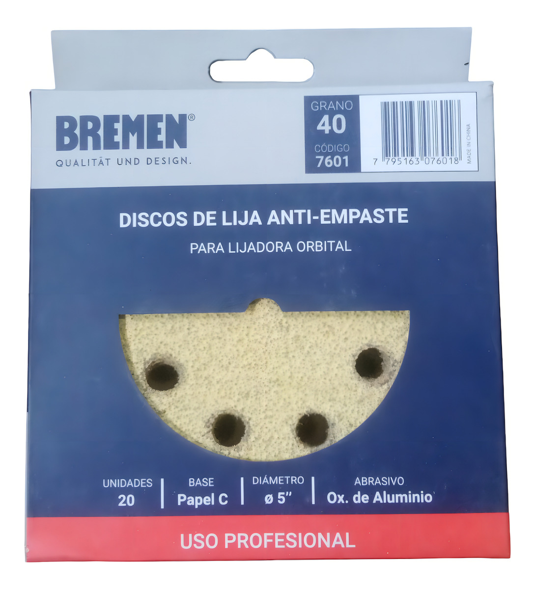 Disco Lija 125mm G40 X20 Roto Orbital Abrojo Bremen 7601 - Imagen 4