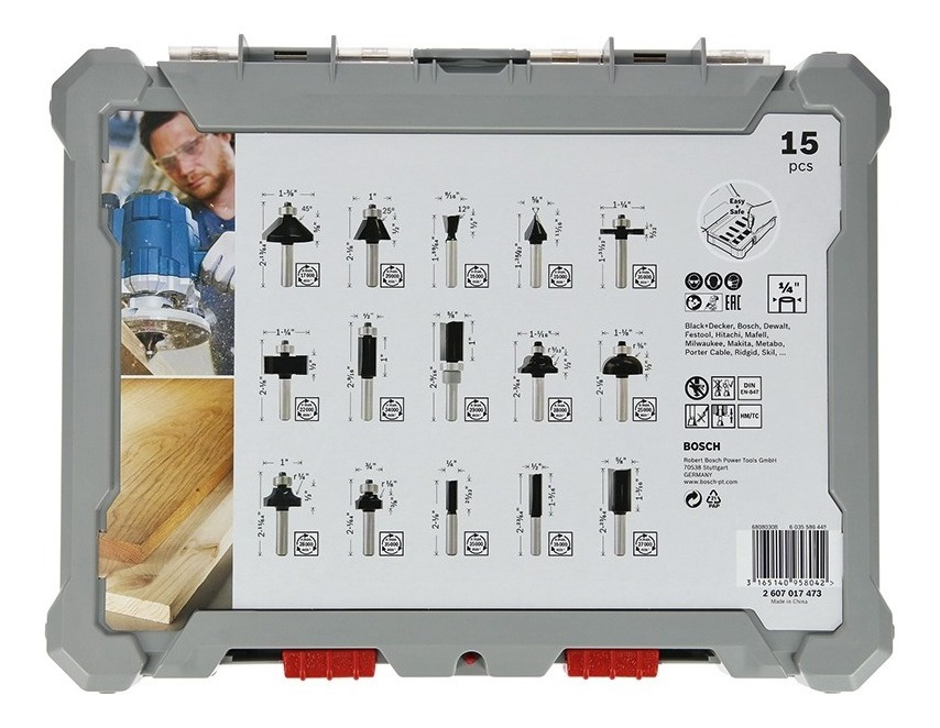 Fresas Bosch Set Mixto De 15 Unidades 1/4 - Imagen 3