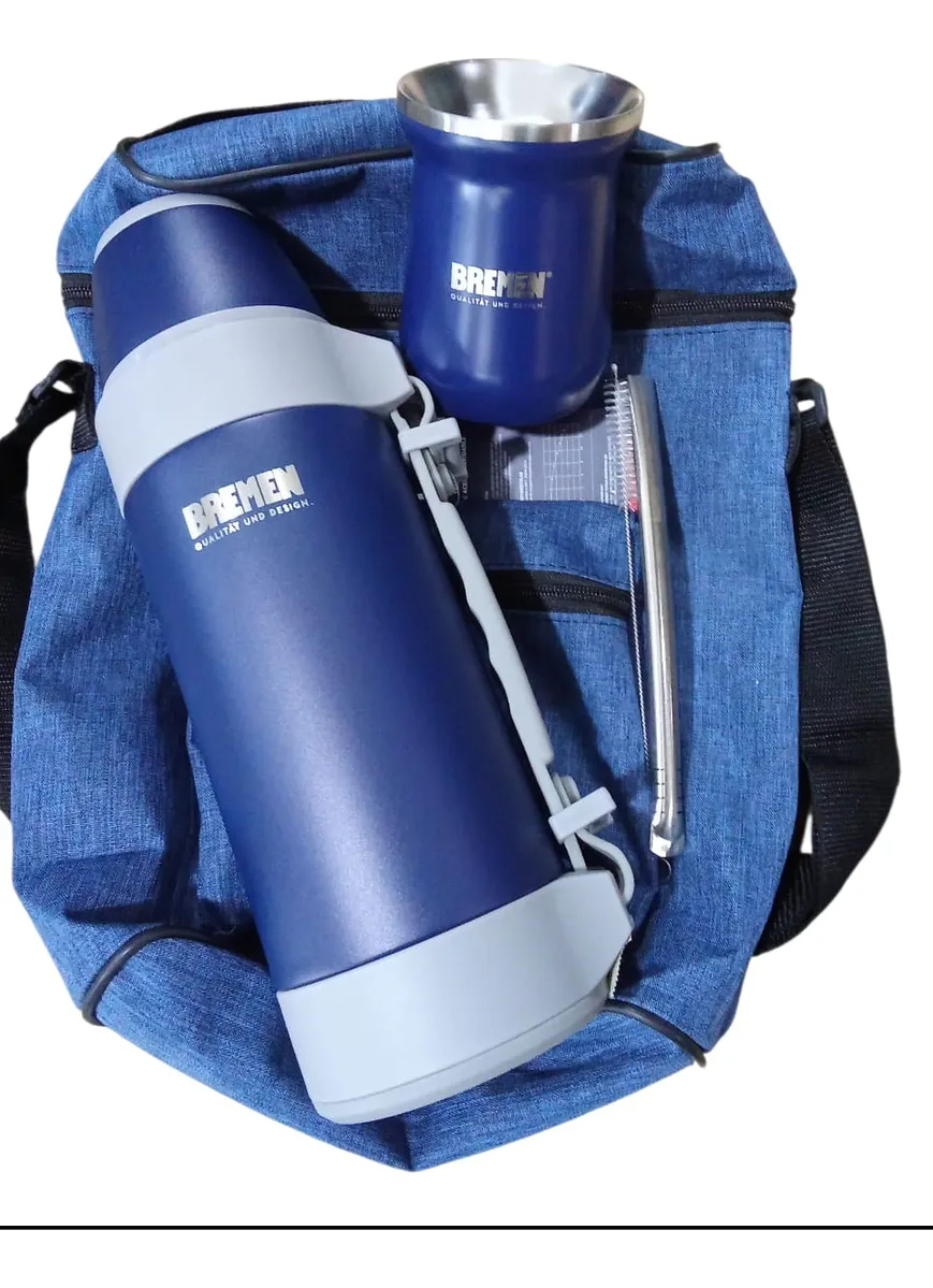 Combo De Mate Termico Acero Inoxidable Bombilla Termo Bolso - Imagen 3