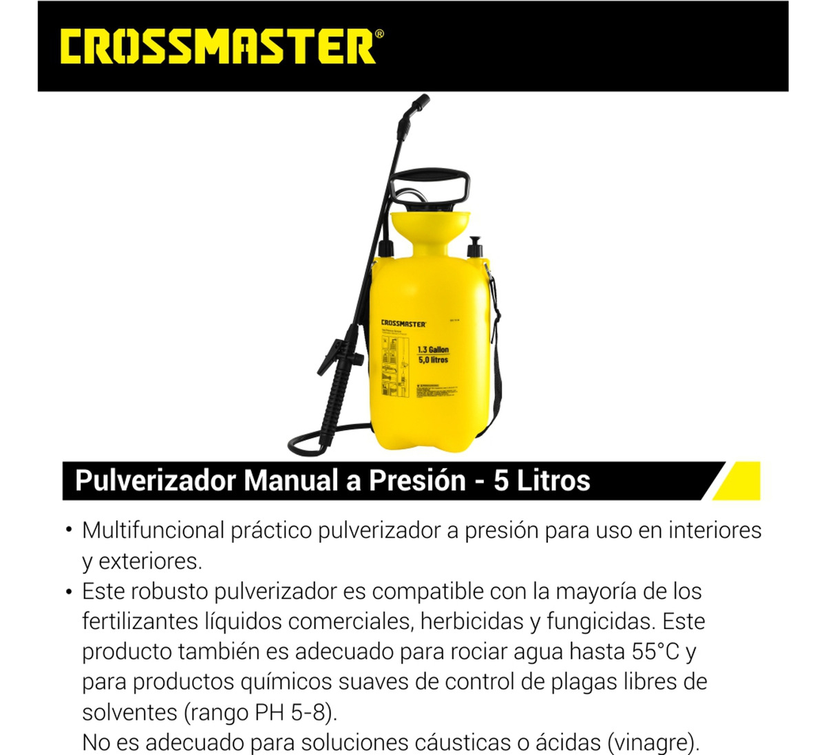 Pulverizador Manual 5 L Crossmaster 9937958 Jardineria - Imagen 2