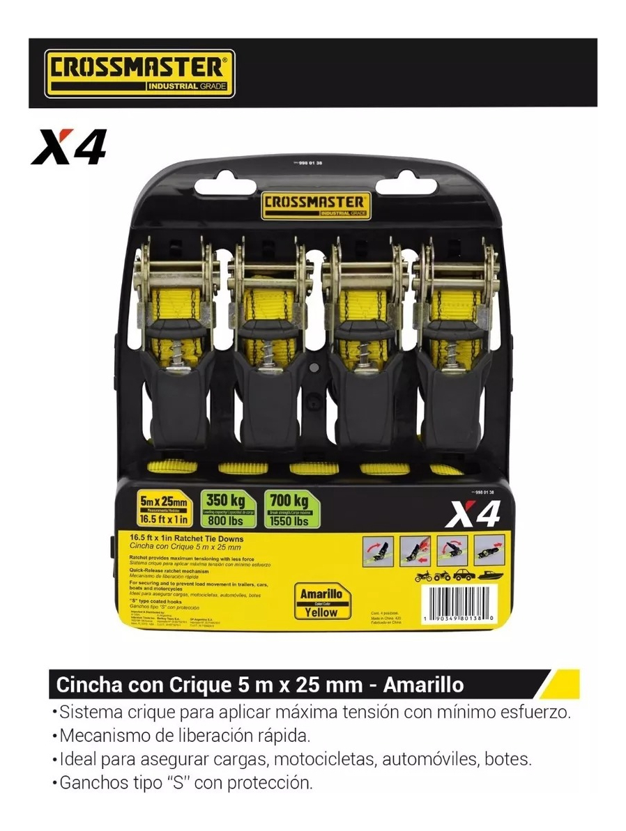 Correa De Amarre Crossmaster 9980138 5m Largo 4 Unidades - Imagen 4