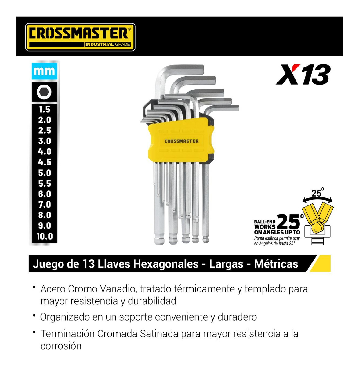 Juego 13 Llaves Hexag Largas Métricas Crossmaster 9942949.1 - Imagen 2