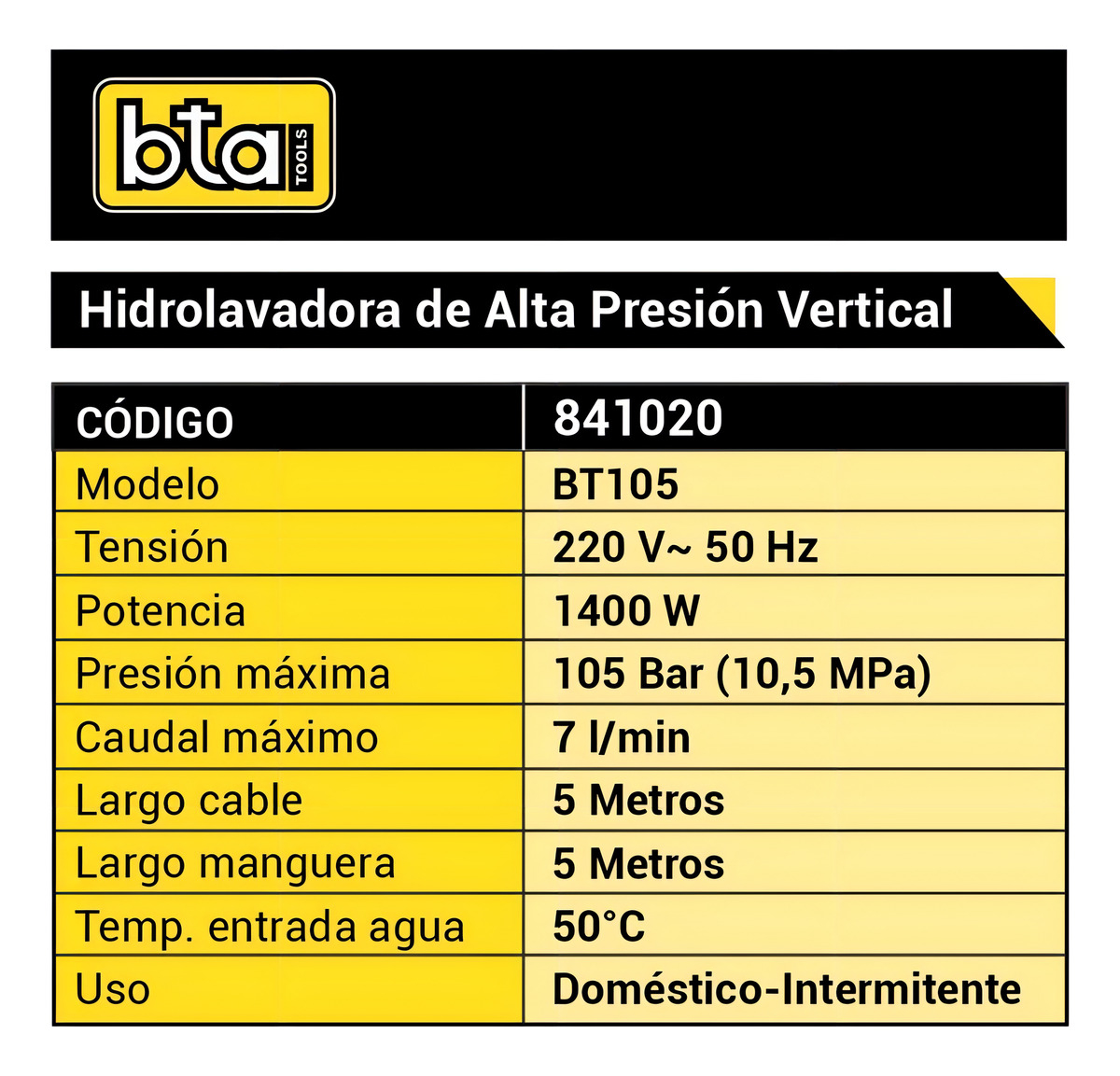 Hidrolavadora 105 Bar 1400w Bta 841020 Bt105 Lanza Y Manguer - Imagen 4