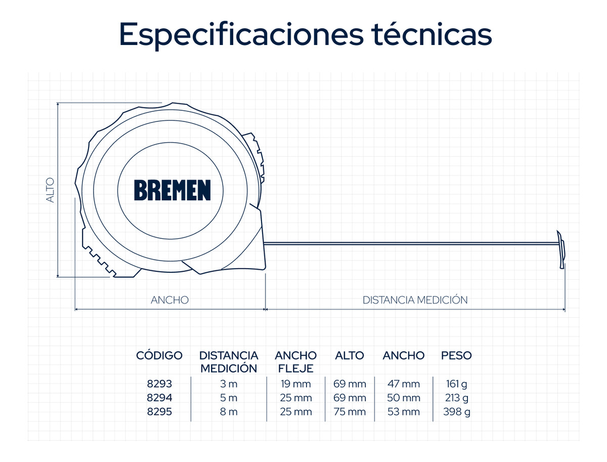 Cinta Metrica Autofrenante Bremen 5 Metro Doble Lectura 8294 - Imagen 3