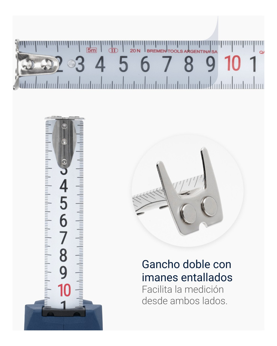 Cinta Métrica Autofrenante 8 Mts Bremen 8295 Doble Lectura - Imagen 4